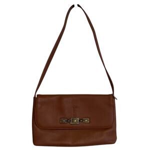 Y2K Reflexions by Montana Silversmiths Brown Leather Flap Shoulder Handbag Purse